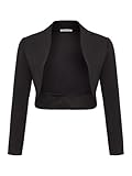 DANAEST Damen Langarm Bolero Festlich Strickjacke Schulterjacke Kurz Top (700), Grösse:XL, Farbe:Schwarz