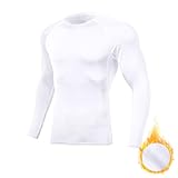 Towintec Thermo-Kompressionsshirt für Herren, Laufen, langärmelig, Fleece-gefüttert, Unterhemden, Winter, kaltes Wetter, Basisschicht, Weiss/opulenter Garten, L