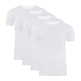 SES Doppelripp Unterhemd Herren Weiß L 4er Pack/Kurzarm Herren Unterhemden Weiss / 100% Baumwoll Unterhemd Herren als Unterhemd Doppelripp Herren oder Basic Tshirt Herren