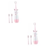 minkissy 2 Sets Elektrische Zahnbürste, ABS, Pink, Kinderschock-Borsten