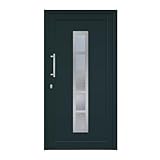 HORI® Haustür Eingangstür Komplettset – Robuste Hauseingangstür mit moderner Optik, hoher Wärmedämmung & Sicherheit, I Farbe: anthrazit (innen weiß) I DIN links I Modell: Frame I 210 x 100 cm