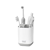 Joseph Joseph EasyStore Zahnputzbecher, kompakt, Behälter, Badezimmeraufbewahrung, Weiß/Grau Grau/Weiß