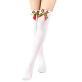 Generisch Damen einfarbige -Weihnachts-Kniestrümpfe für Weihnachtsfeier, süße süße Strümpfe Schwarze Socken Herren 46 (White, A)