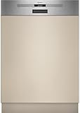 Neff S145EVS04E, N 50, Smarter Geschirrspüler Teillintegriert, 60 cm, Besteckschublade, Flex II Korbsystem, Favoriten Programm, starke Reinigung Cehf 70ºC, Open Dry automatische Türöffnung, Edelstahl