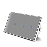 Smart WiFi-Touch-Schalter-Panel, für Tuya App-Fernbedienung, 2–8-Gang-Glas-Panel-Lichtschalter für Smart Homes Automatisierung (3-Gang)