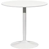 HOMCOM Esstisch, Runder Küchentisch, Moderner Esszimmertisch für 2 Personen, Bartisch Säulentisch mit Stahlbein, Rutschfester Fußauflage, Kaffeetisch für Wohnzimmer, Ø80 x 75 cm, Weiß
