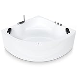 AQUADE Acryl Eckbadewanne 150x150 cm Modell: Koblenz/Kassel Badewanne Komplettset - Wählen Sie Ihre perfekte Wanne: Ab-Überlauf mit Zulauf, Wannenrandarmatur, Nackenkissen, LED