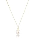 PERORNO Anhänger Zuchtperle und 18 Karat Gold, Größe der Perle 12 mm mit Glanz und Oreinte hoch, Kette 45 cm lang, 45 cm largo, Perle, Perle