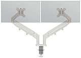Leitz Ergo Platzsparender Doppel-Monitorarm für 17–32-Zoll-Monitore, Ergonomischer Monitorständer mit Links-/Rechtsdrehfunktion, Kippfunktion und 18 kg Tragkraft, Hellgrau, 65370085