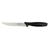 Rockingham Forge RF ESSENTIALS Tomatenmesser mit Wellenschliff aus Edelstahl – 5“ Klinge mit schwarzem POM Griff, Schwarz, Obst und Gemüsemesser