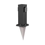 ledscom.de Garten-Steckdosen-Säule Polly mit Erdspieß für außen, IP44, 2-Fach, Edelstahl, eckig, schwarz, 27cm