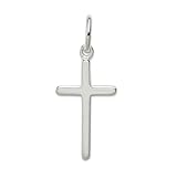 Halskette aus 925er-Sterlingsilber, massiv, poliert, religiöser Glaube, Kreuz-Anhänger, 25 x 14 mm, breiter Anhänger für Damen
