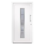 HORI Haustür Eingangstür Komplettset – Robuste Hauseingangstür mit moderner Optik, hoher Wärmedämmung & Sicherheit, I Farbe: weiß I DIN rechts I Modell: Frame I 200 x 88 cm
