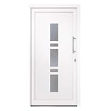 HORI Eingangstür Kunststoff Komplettset - Chain – Moderne Hauseingangstür mit Stahlverstärkung, Wärmeschutz & 5-fach-Verriegelung I Farbe: Weiß I DIN rechts I Modell: I 2100 x 1000 cm