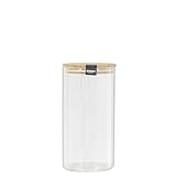 COOK CONCEPT KA4371 Vorratsglas, 1,2 l, Borosilikatglas, Bambus, transparent, 10,3 x 10,3 x 20 cm