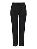 VERO MODA Damen Legere Leinen Stoffhose Casual Schlupfhose Lockere Ankle Pants, Farben:Schwarz, Größe:M