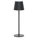 Klighten LED Dimmbare Akku Tischleuchte Anthrazit, Kabellose Wiederaufladbar Tischlampe Für Innen und Aussen mit USB-C, Warme Lichtfarbe 3000K, Aluminium, IP54 Wasserdichte