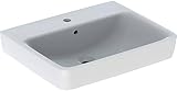 Geberit Renova Plan Waschtisch, 60x48cm, Modernes eckiges Design, unterbaufähig, mit Überlauf, Waschbecken 501636001