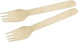 Holzgabel 30er Set aus Birke – Praktisches Mehrweg Besteck für Camping, Grillen oder Party – Das Holzbesteck ist biologisch abbaubar und somit gut für die Umwelt – 16 cm, 30 Stk.