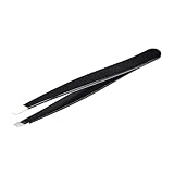 Amazon Basics Pinzette mit schräger Spitze, professionell, Edelstahl, zur effektiven Haarentfernung, ideal für tägliche Beauty-Routine, mit Reiseetui, schwarz, 1er-Pack (Früher Marke AmazonCommercial)