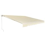RELAX4LIFE Einziehbare Markise, Gelenkarmmarkise mit Handkurbel, Sonnenmarkise Winkel Längeinstellung(5-35°), Markise mit Wasserdichter Beschichtung, Balkonmarkise Sonnenschutz (3 x 2,5 m, Beige)