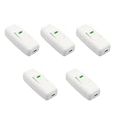 Leloco 5 Stück Schalter 250V 10A, Lnline Schalter Zwischenschalter Kabelschalter lampenschalter für 2-adrige Zuleitungen, Schnurschalter für Lampen Tischlampen Weiß