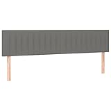 vidaXL Kopfteil 2 STK., Bettkopfteil mit Holzbeinen, Höhenverstellbar Polsterkopfteil für Bett, Betthaupt Bettzubehör Schlafzimmer, Dunkelgrau 100x5x78/88cm Stoff