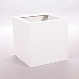 Elegant Einrichten Blumenkübel Fiberglas quadratisch 50x50x50cm Perlmutt weiß.
