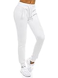 OZONEE Damen Jogginghose Hose Trainingshose Sporthose Freizeithose Motiv Damenhose Fitnesshose Sweathose Sweatpants Joggpants Fußballhose JS/CK01 WEIẞ M
