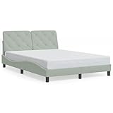 Sufrk Bettgestell mit LED-Leuchten Bed Frame Bett Mit Lattenrost Bettrahmen Betten Hellgrau 120x200 cm Samt