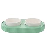 Abaodam Beheizter Katzennapf Doppelnapf aus Keramik mit Temperaturregulierung Abnehmbar und Kratzfest Warmer Trink und Futternapf für Katzen und Kleine Hunde USB 5v für Innenbereich