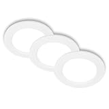 BRILONER - 3er Set LED Einbaustrahler 230V flach, neutralweißes Licht, je 6W 660lm, LED Spot, Deckenspots, Spots 230V, Einbauleuchten, Einbauspots, Deckenstrahler, 30 mm, 120 x 28 mm (DxH), Weiß