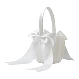 Brautblumenkorb - Weißer Satin -Zeremonie -Halter, Elegante Bowknot -Hochzeitskörbe, Partyvorbevorzugungen Accessoire | Bridal Flower Hampper Design Für Hochzeit