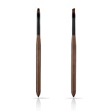 2 Stück Nail Art Pinsel, Nägel Malpinsel mit Rundem und Abgewinkeltem Kopf Griff aus Sandelholz Nailart Pinsel Set für Nagelkunstdesign und Polnische Fehlerreinigung