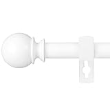 Weiße 67-187cm Gardinenstange, Ausziehbare Gardinenstange mit runden Endstücken und Halterungen für Schlafzimmerfenster, Wohnzimmer,Curtain Pole