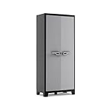 Keter Titan Kunststoffschrank, hoch, schwarz/grau, 80 x 44 x 182 cm, inkl. 4 Einlegeböden mit je 30kg Tragkraft, für drinnen und draußen, UV- und wasserbeständig, aus 70% recycelten Materialien