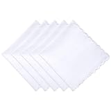 ElevateTech Damen Klein Weiß Taschentücher, Baumwolle Stofftaschentücher Set mit Gewelltem Rand, Stofftaschentücher Einstecktuch Handtuch Weiß Damen-Taschentücher Braut-Hochzeitsgeschenk (30 cm)