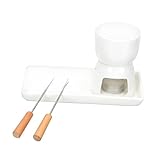 Amosfun 1 Set Schokoladenschmelzofen Butterwärmer Mini Schokoladenkessel Wasserbad Tapas Fondue Schokoladenschmelztopf Teelichter Kerzen EIS Süßigkeiten Töpferei Keramik Weiß