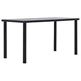 THOYTOUI Esstisch Schwarz und Betongrau 140 x 70 x 75 cm MDF, Dining Table Esszimmertisch Tisch Küchentisch Geeignet für Wohnzimmer Esszimmer Küche Speisesaal