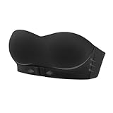 Generisch Trägerloser Damen-BH mit Wickel-Brust-Design Bequemer Glanz-BH mit Rutschfestem Halt Elegantem Rückenknopf für Unsichtbaren (Black, 32)