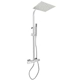 sulckcys 25 x 25 cm Duschsystem mit Regendusche Duschset Duschsäule Dusche Duscharmatur Handbrause, Wandmontage Brausegarnitur