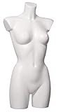 Basic Damentorso lang Weiss, Schaufensterpuppe, Büste, vollgeformt aus bruchsicherem Kunststoff