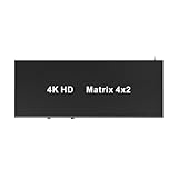 Fangxuee -Kompatibler Matrix 4X2 Switch Splitter 4K 30Hz mit Audiounterstützung 3D-Funktion für DVD HDTV TV-Box Projektor EU-Stecker