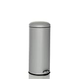 hjh OFFICE Mülleimer 30 Liter CLEAN VIII Metall Abfalleimer luftdicht schließend, hygienischer Treteimer 30L Grau, 741101