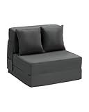 VEVOR 3 in 1 Klappsofa faltbares Schlafsofa mit 2 Kissen & waschbarem Bezug, umwandelbarer Schlafsessel aus 25D Memory Foam, Bettcouch für Wohnzimmer Schlafzimmer, Dunkelgrau (Einzelbett)