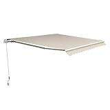 Outsunny Alu-Markise Sonnenschutz Aluminium-Gelenkarm-Markise 450 x 300 cm, Polyester, Beige