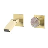 FQYEP Armatur Badezimmer Unterputz Einhebelmischer Waschbeckenarmatur Wasserfall 170° Drehbar,Gebürstetes Gold