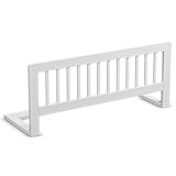 CADANI Kinder Bettgitter 90x40 cm - Baby Bettschutzgitter klappbarer Rausfallschutz aus Massivholz für Elternbett und Kinderbett - weiß