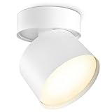 SSC-LUXon Deckenlampe weiß matt - Aufbaustrahler schwenkbar mit GX53 LED 3W warmweiß wechselbar - moderne Spot Lampe rund 230V