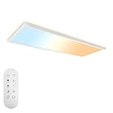 ONDTA LED Deckenleuchte dimmbar 22W, 58x20cm 2700K-6500K 2800LM, Deckenlampe mit Fernbedienung, IP44 Badezimmer lampe LED Panel für Küche Wohnzimmer Schlafzimmer Badezimmer Büro, Rechteckig